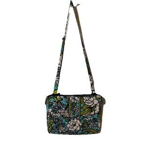 Vera Bradley Crossbody Tablet Island Bloom Teal White Black Hipster Adjustable